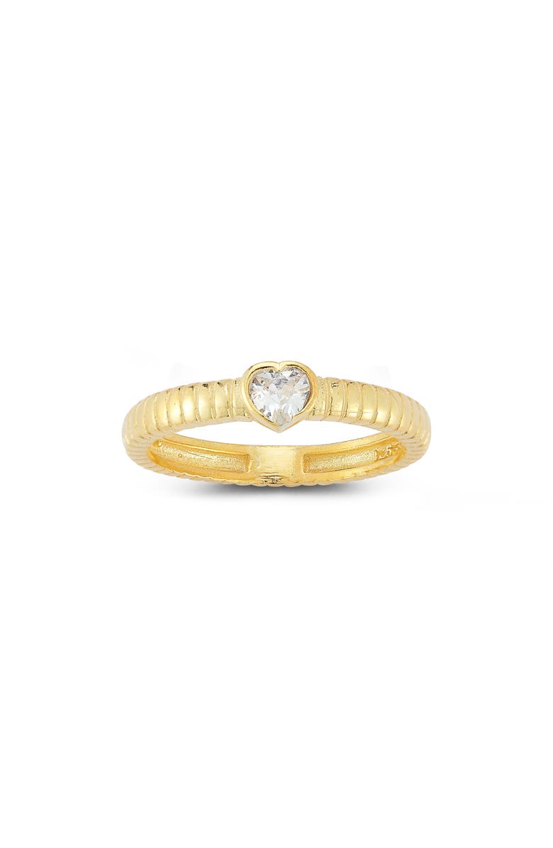SPHERA MILANO 14K Gold Plate Heart CZ Ring, Main, color, Gold