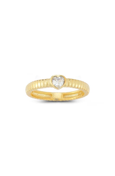 14K Gold Plate Heart CZ Ring