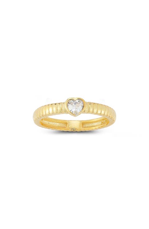 14K Gold Plate Heart CZ Ring