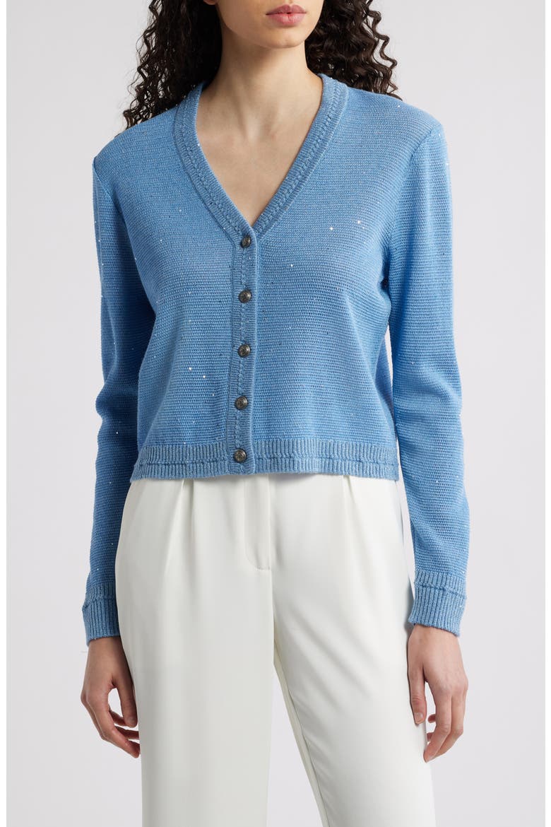 Sequin Cardigan, Main, color, LIGHT BLUE