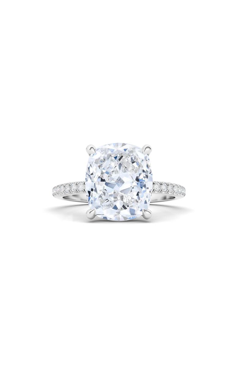 Everyday By HauteCarat 18K White Gold Cushion Cut Lab Created Diamond Engagement Ring, Main, color, 