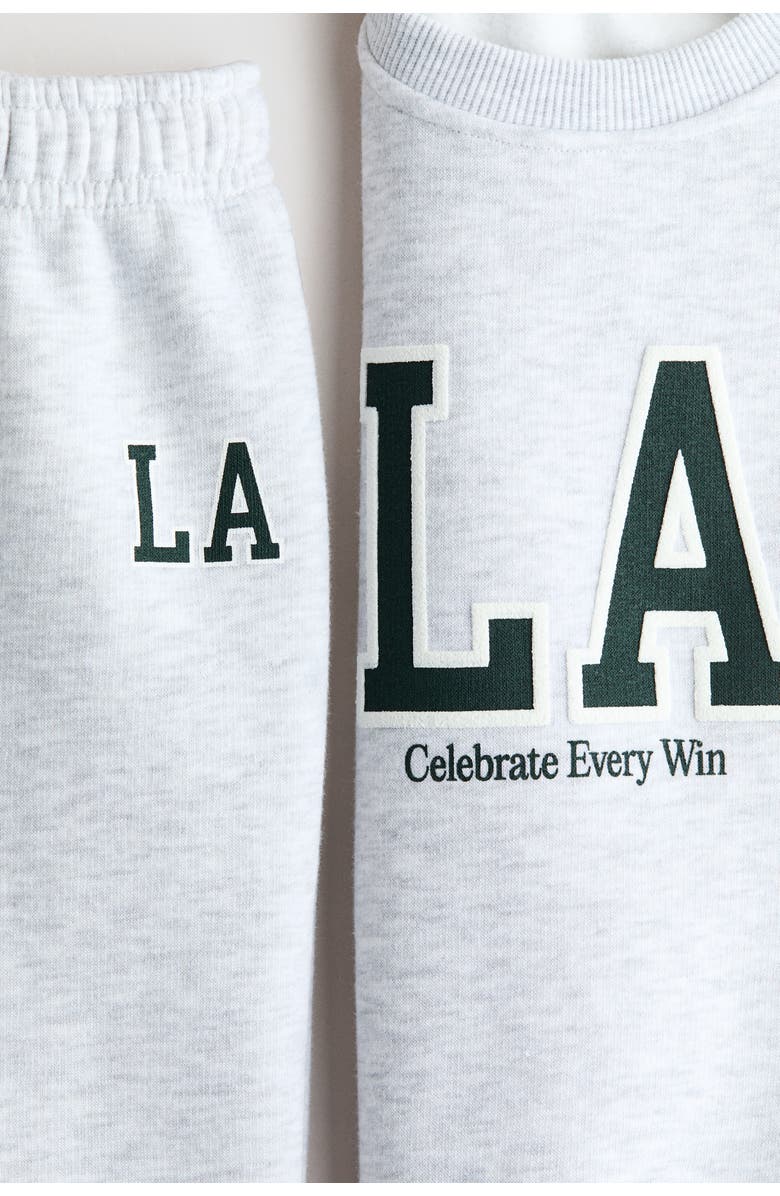 H&M 2-piece Motif-detail Sweatshirt Set, Alternate, color, Light Gray Melange/La