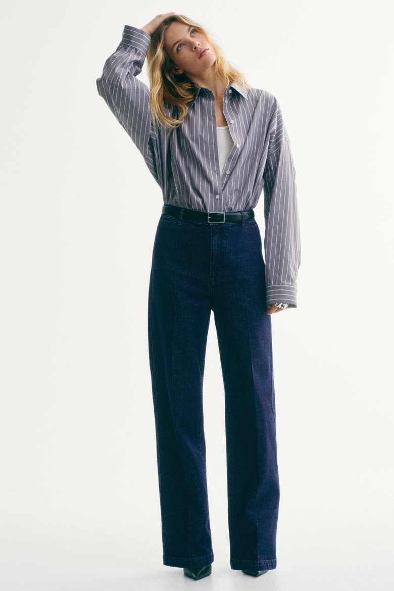 Straight High Jeans, Alternate, color, Dark denim blue