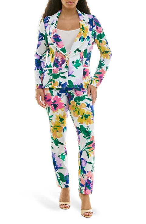 Floral Print Skinny Fit Suit