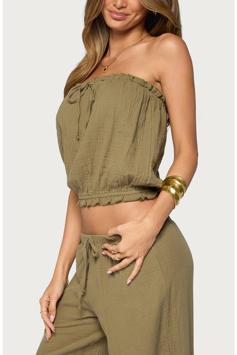 Viktoria Strapless Gauze Bubble Top, Alternate, color, OLIVE