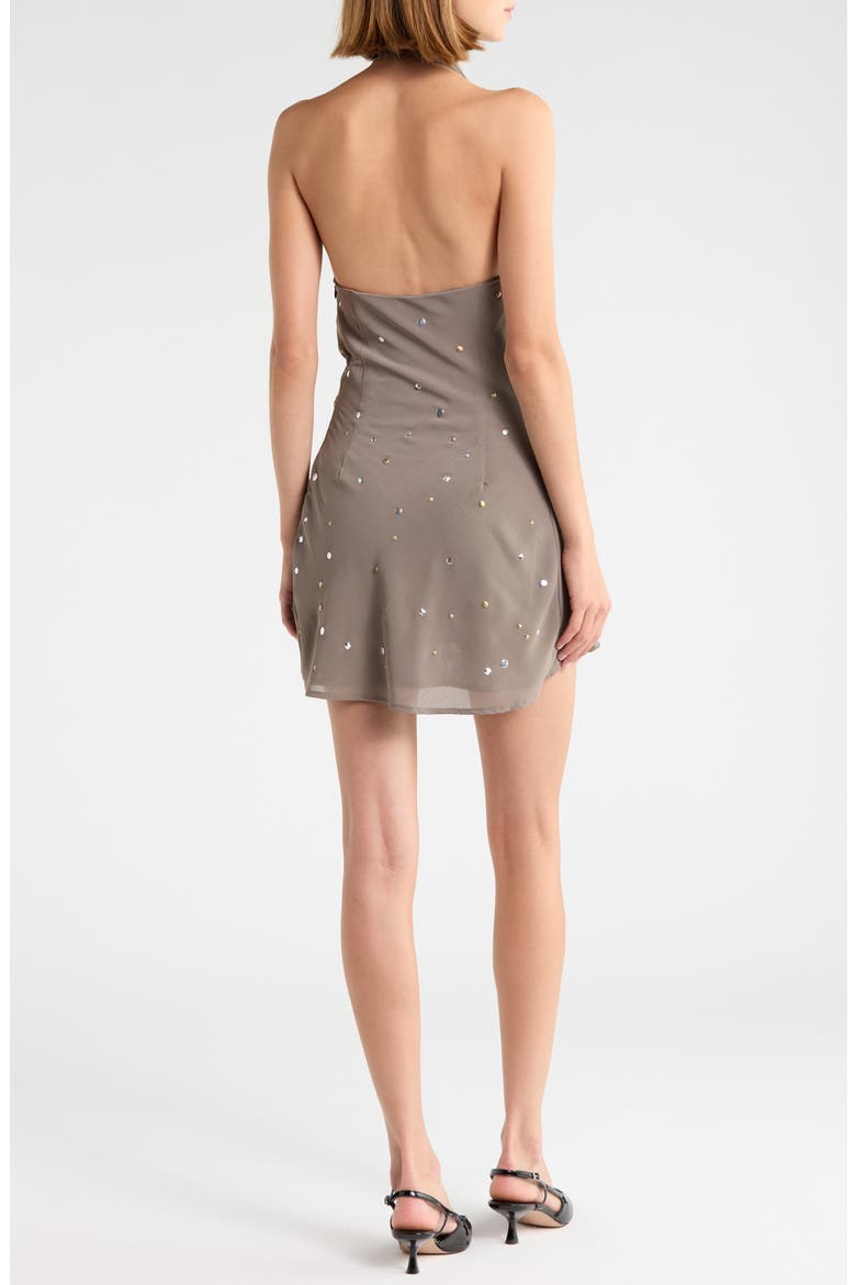 Lolenna Plunge Mini Halter Dress, Alternate, color, GREY