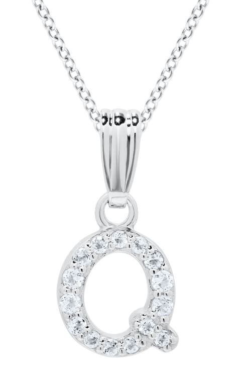 White Topaz Pavé Initial Pendant Necklace (Baby)