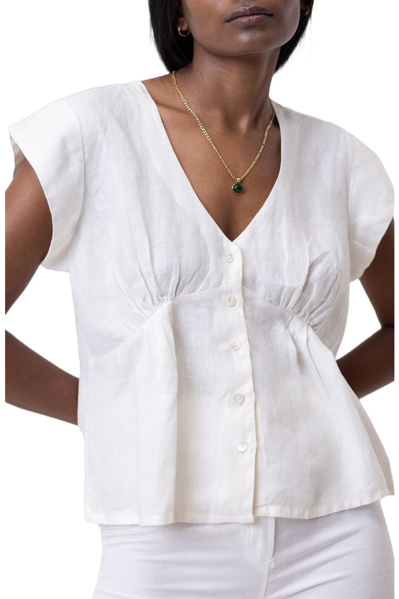 Deep V-neck Short Top, Alternate, color, Off-white