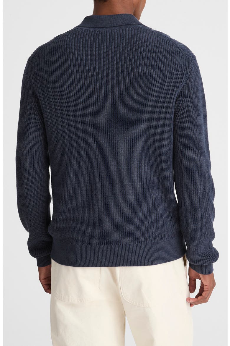 Shaker Stitch Cotton Sweater Polo, Alternate, color, COOL NAVY