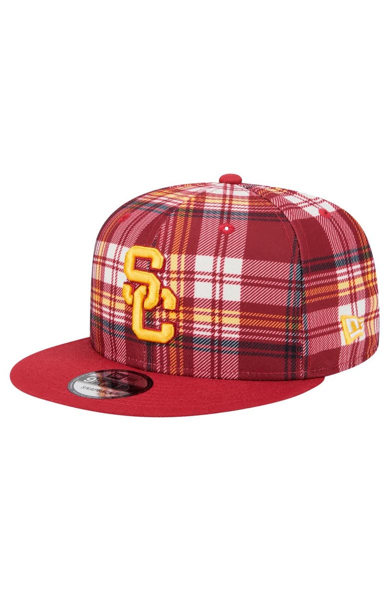 New Era Men's New Era Crimson USC Trojans Plaid 9FIFTY Snapback Hat, Main, color, Crimson