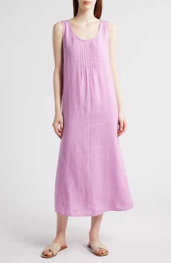 Eileen Fisher Pintuck Sleeveless Organic Linen Dress