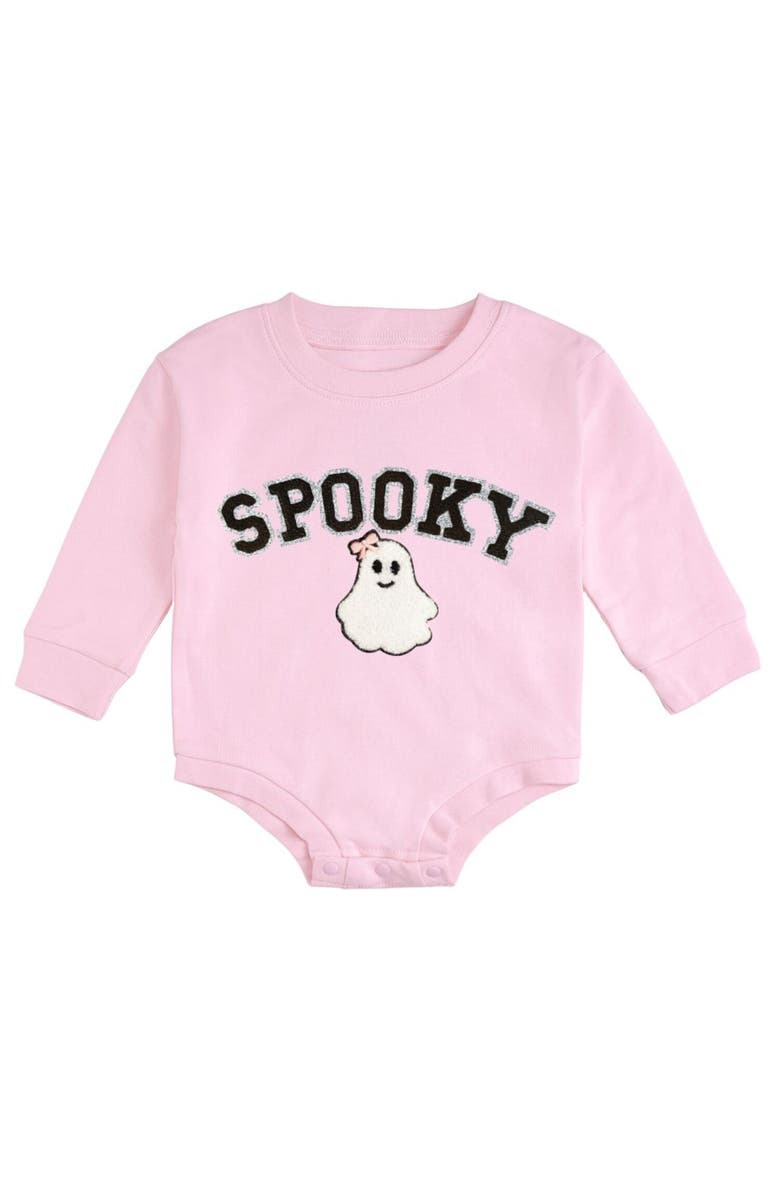 Sweet Wink Spooky Patch Halloween Long Sleeve Romper, Main, color, 