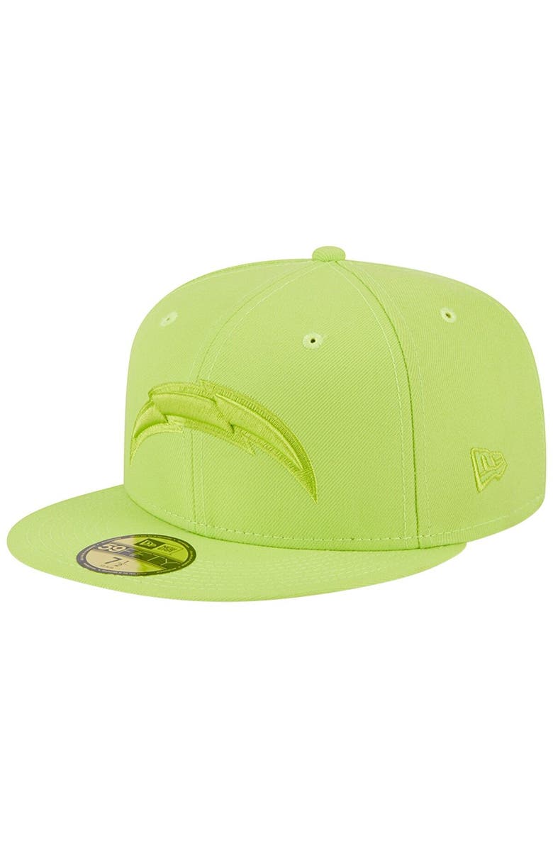 New Era Men's New Era Neon Green Los Angeles Chargers Color Pack Brights 59FIFTY Fitted Hat, Main, color, 