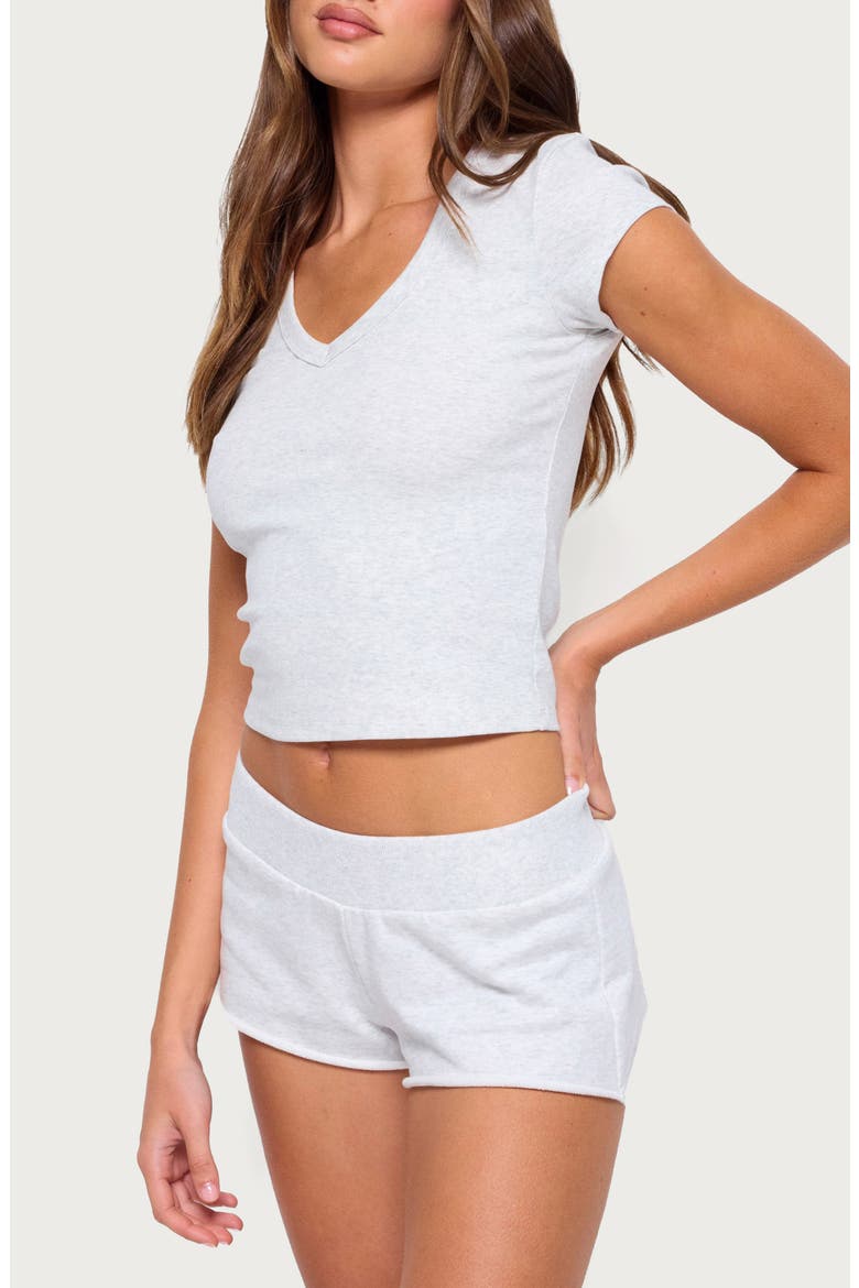 Gillie Ribbed V-Neck T-Shirt, Alternate, color, LIGHT-GRAY-MELANGE