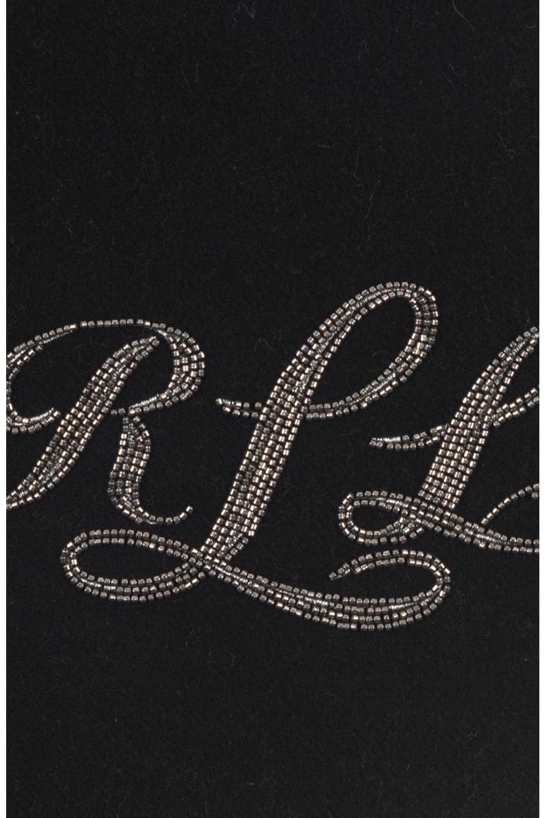Beaded Logo Wool Scarf, Alternate, color, BLACK/ GUNMETAL
