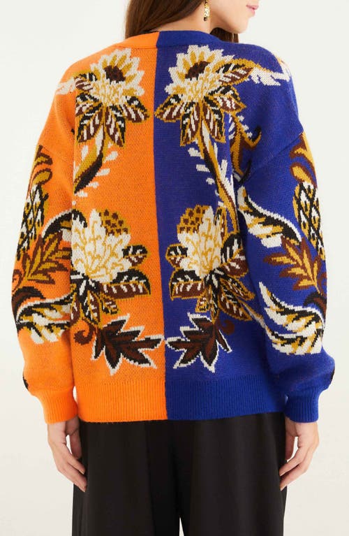 Farm Rio Arabesque Paradise Mixed Print Jacquard Cardigan In Multi