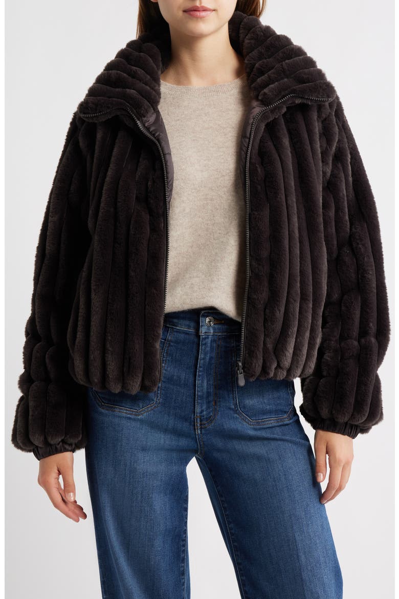 Elina Faux Fur Jacket, Alternate, color, BROWN BLACK