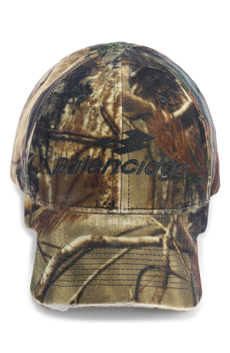 Balenciaga Diamond B Camo Cotton Twill Baseball Cap, Alternate, color, Brown