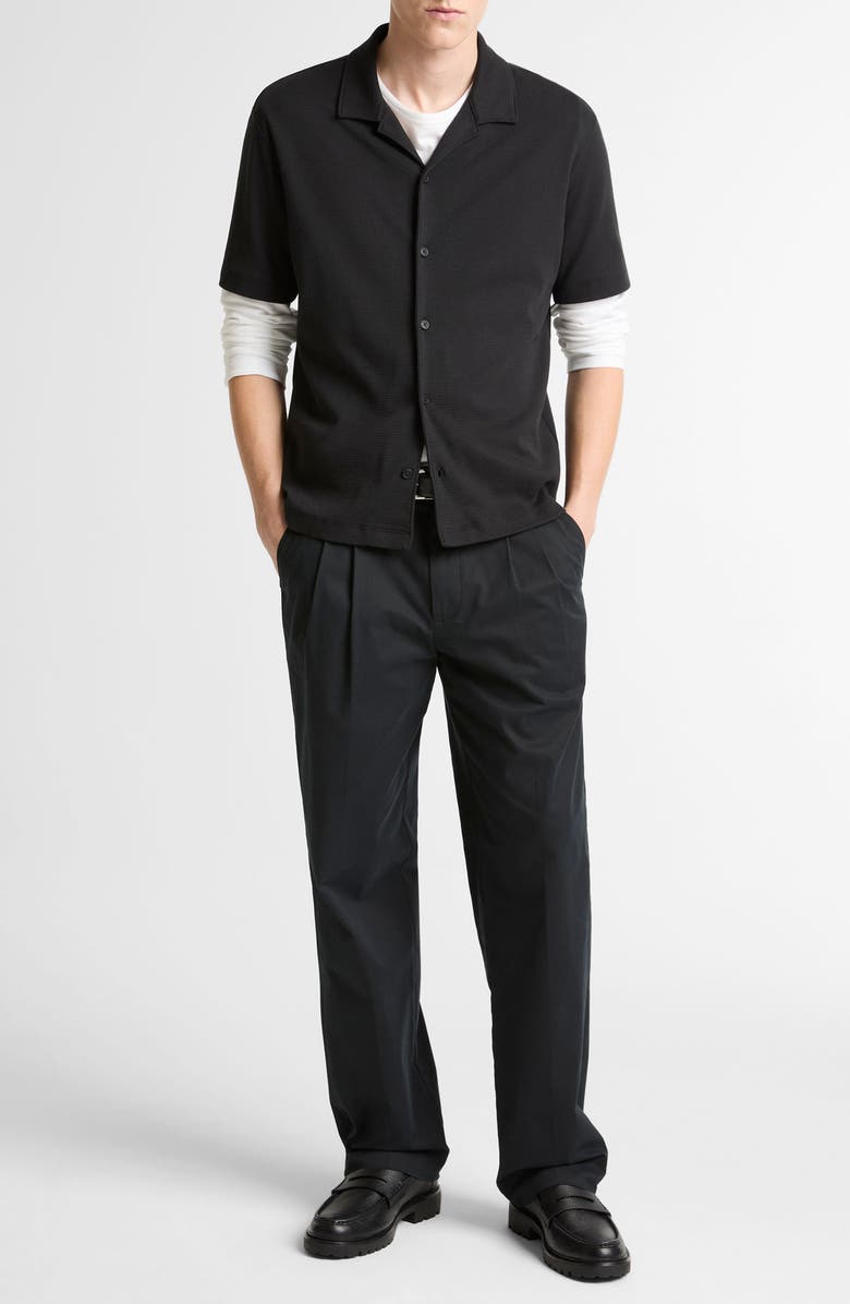 Vince Mesh Knit Camp Shirt, Alternate, color, Black