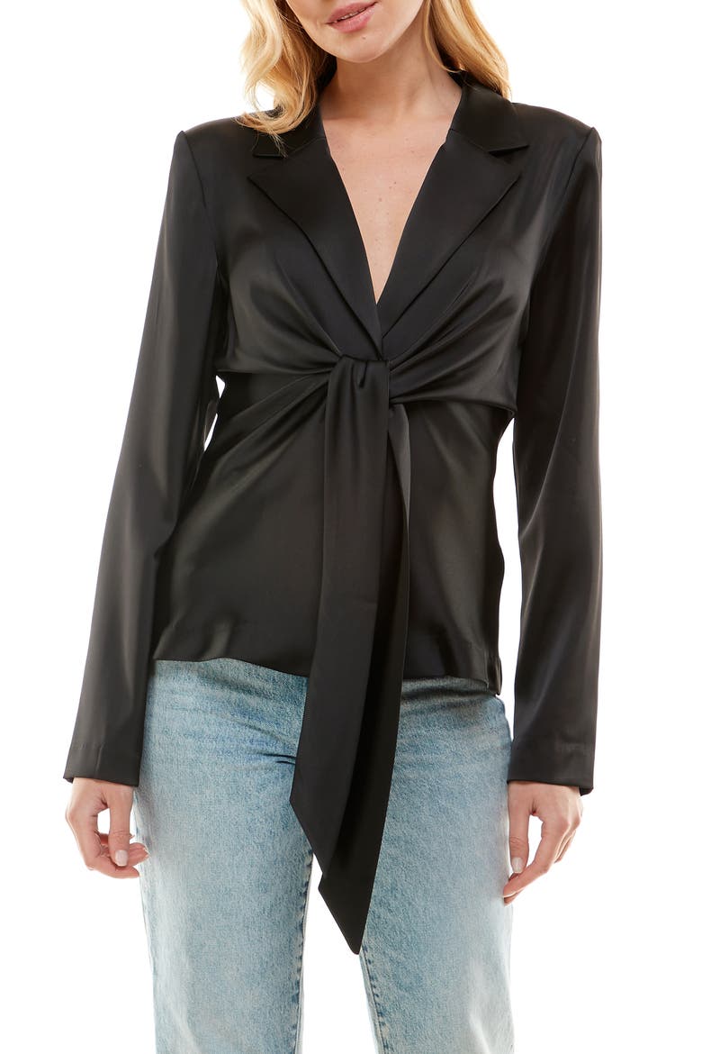 Merci Tie Waist Top, Main, color, BLACK
