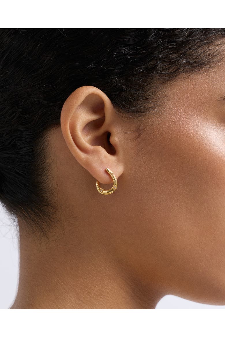 Gold Biography Horseshoe Twist Hoop Earrings, Alternate, color, Gold