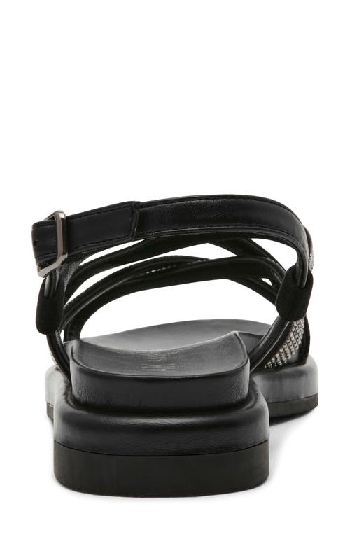 Anne Klein Esmeralda Strappy Sandal In Black Microsuede