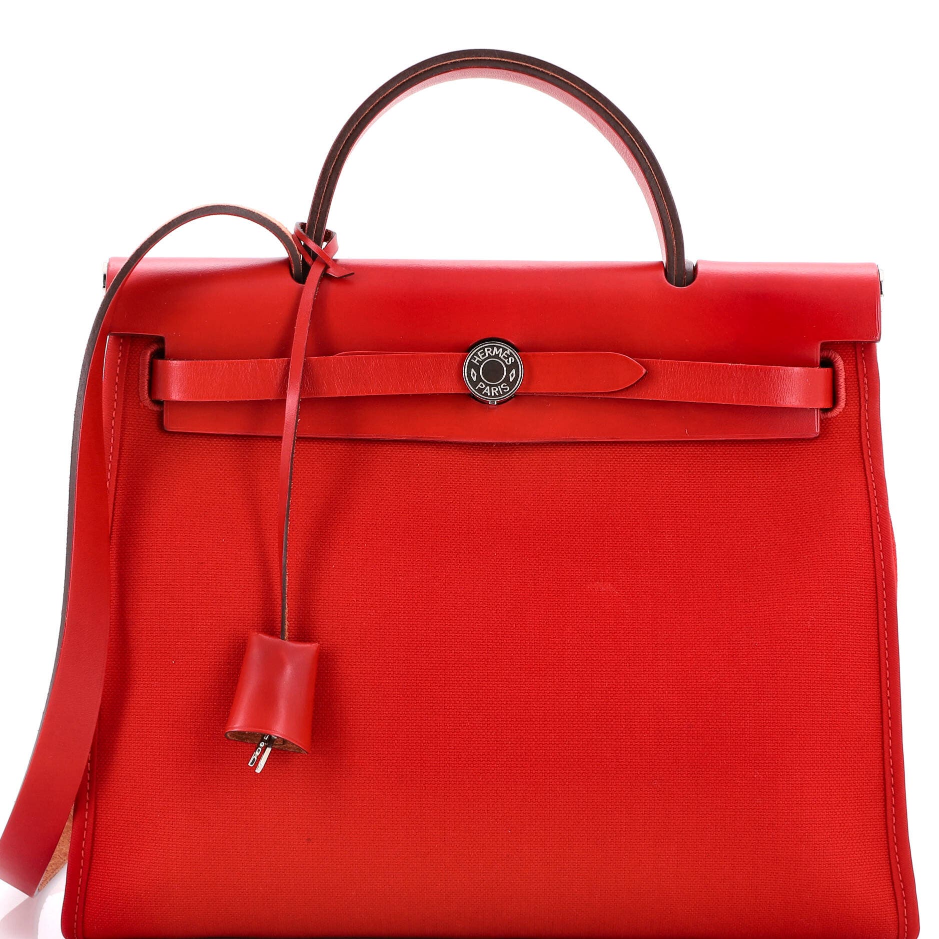 Pre-Owned Hermes Herbag Zip Leather and Toile 31, Main, color, 