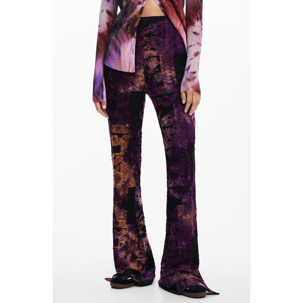 Desigual Lua Pull-on Flare Pants In Brown