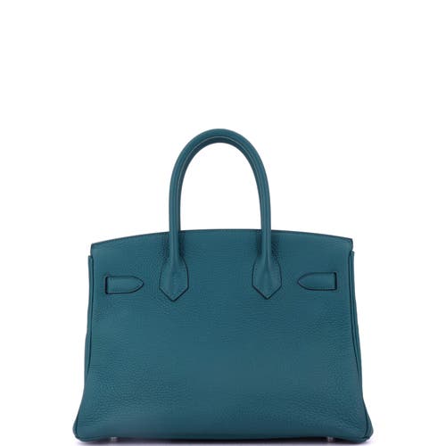Pre-owned Hermes Hermes Birkin Handbag Green Togo With Palladium Hardware 25 In Blue