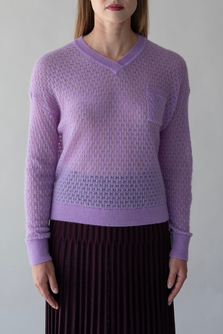 Lacey Pointelle Pullover, Main, color, IRIS