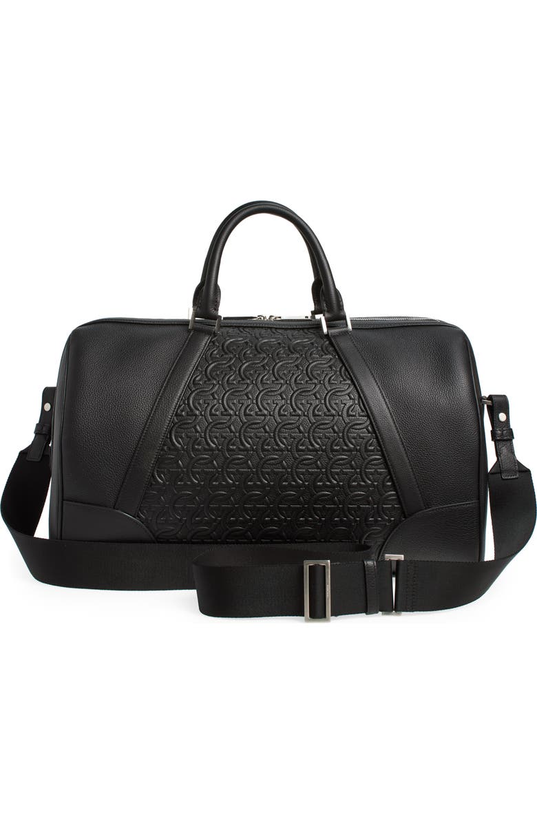 FERRAGAMO Gancini Embossed Leather Duffle Bag, Alternate, color,