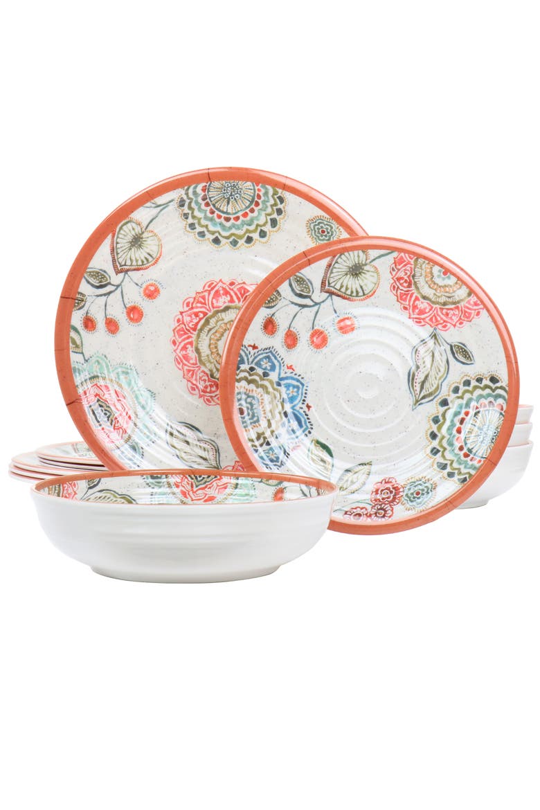 Ester 12 Piece Melamine Dinnerware Set, Main, color, Multi