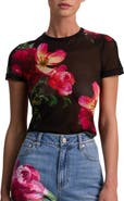 Alice + Olivia Tess Floral Mesh T-Shirt
