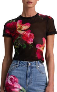 Alice + Olivia Tess Floral Mesh T-Shirt