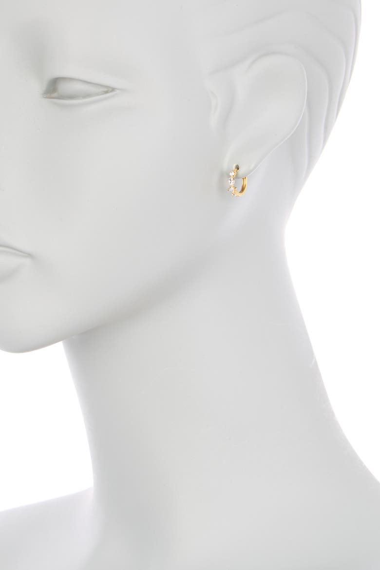 Cubic Zirconia Huggie Earrings, Alternate, color, CLEAR- GOLD