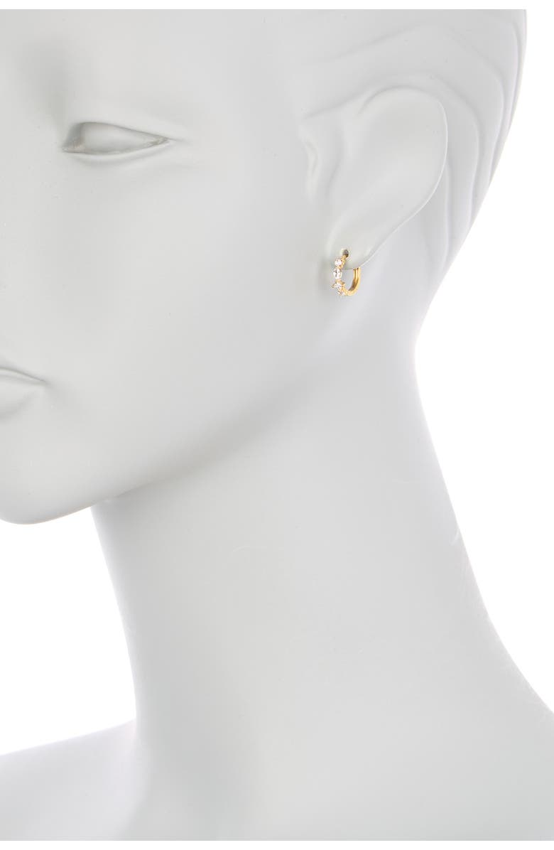 NORDSTROM RACK Cubic Zirconia Huggie Earrings, Alternate, color, Clear- Gold