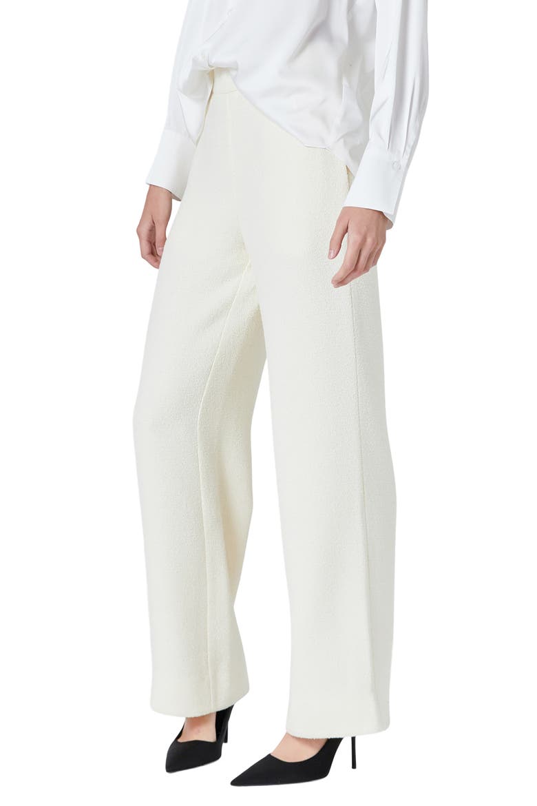 Tweed Wide Leg Pants, Alternate, color, CREAM