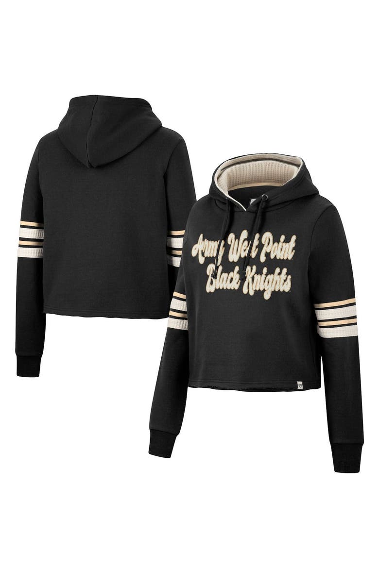 Women's Colosseum Black Army Black Knights Retro Cropped Pullover Hoodie, Main, color, Black