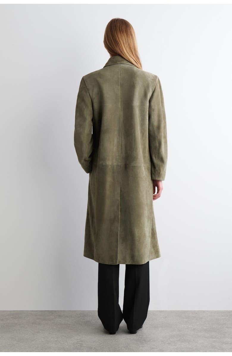 COS Collared Suede Long Coat, Alternate, color, Khaki