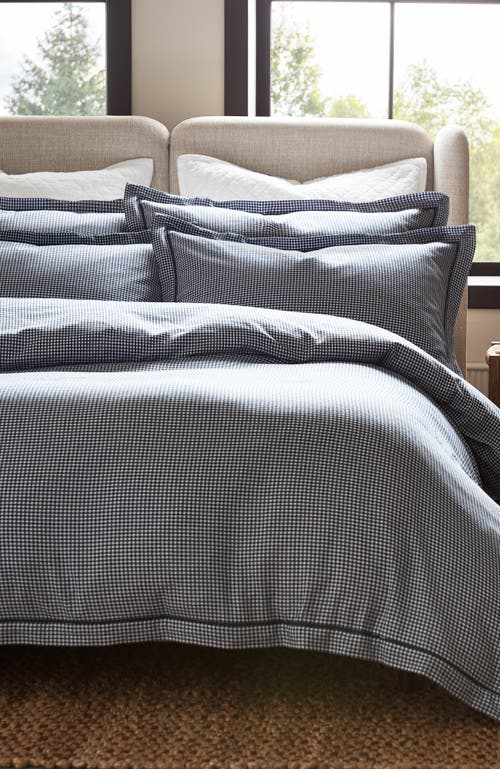 Christy Gingham Oxford Luxury Cotton Duvet Cover Sets In Blue