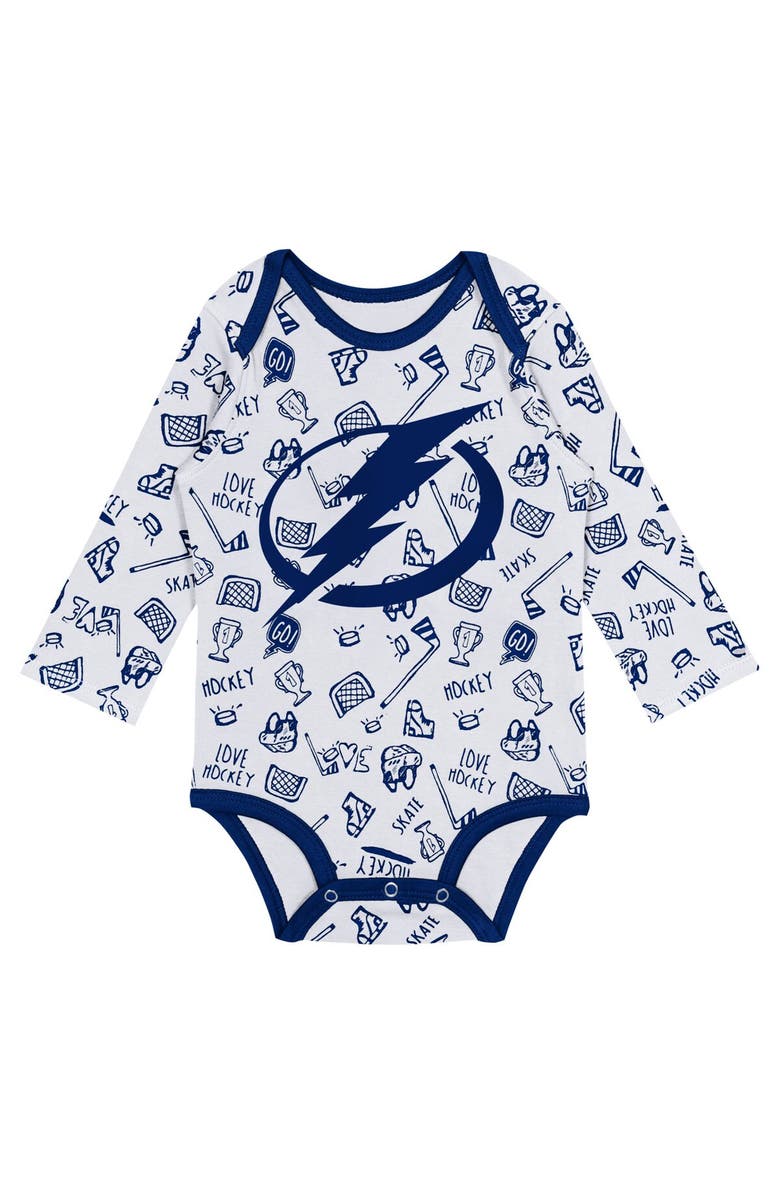 Outerstuff Infant White Tampa Bay Lightning Dynamic Defender Long Sleeve Bodysuit, Alternate, color,