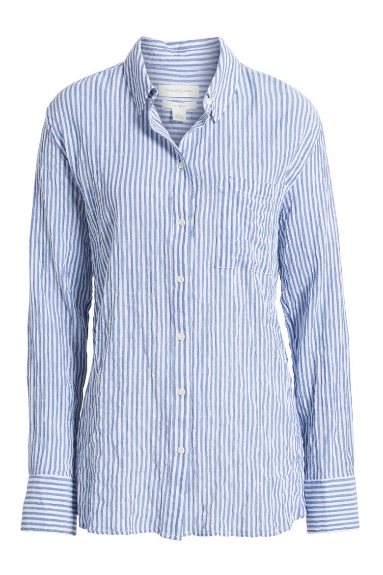 Breezy Boyfriend Shirt, Alternate, color, BLUE- WHITE CRINKLE EVEN STP