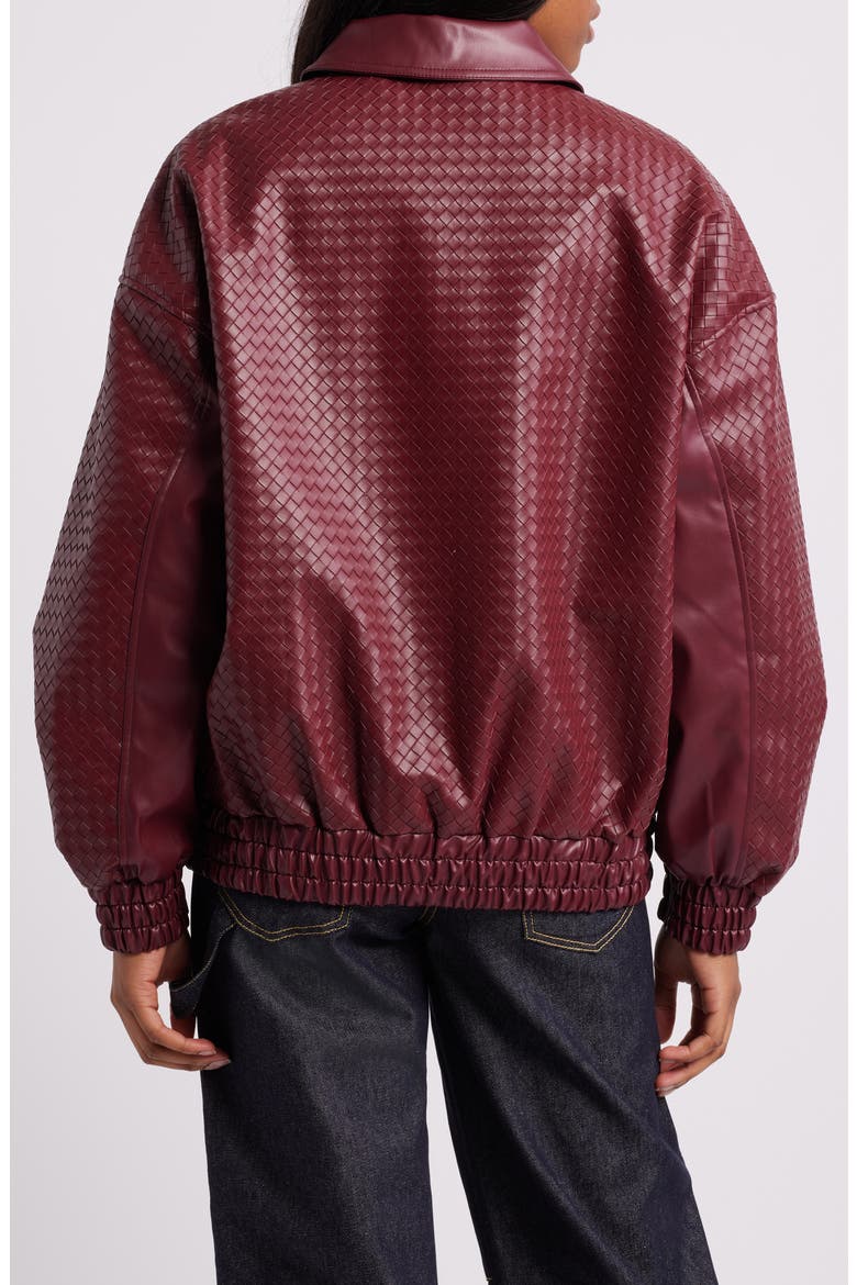 Kenny Woven Faux Leather Bomber Jacket, Alternate, color, BURGUNDY