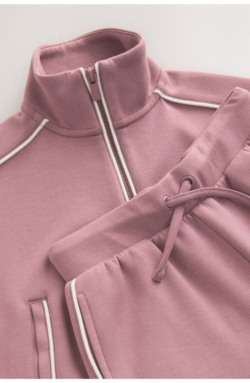 Next Kids' Half Zip Sweatshirt & Wide Leg Sweatpants Set In Pink