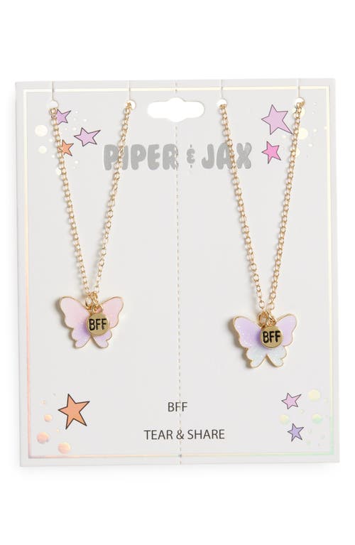 Piper & Jax Kids' Set Of 2 Bff Butterfly Charm Necklaces In Gold