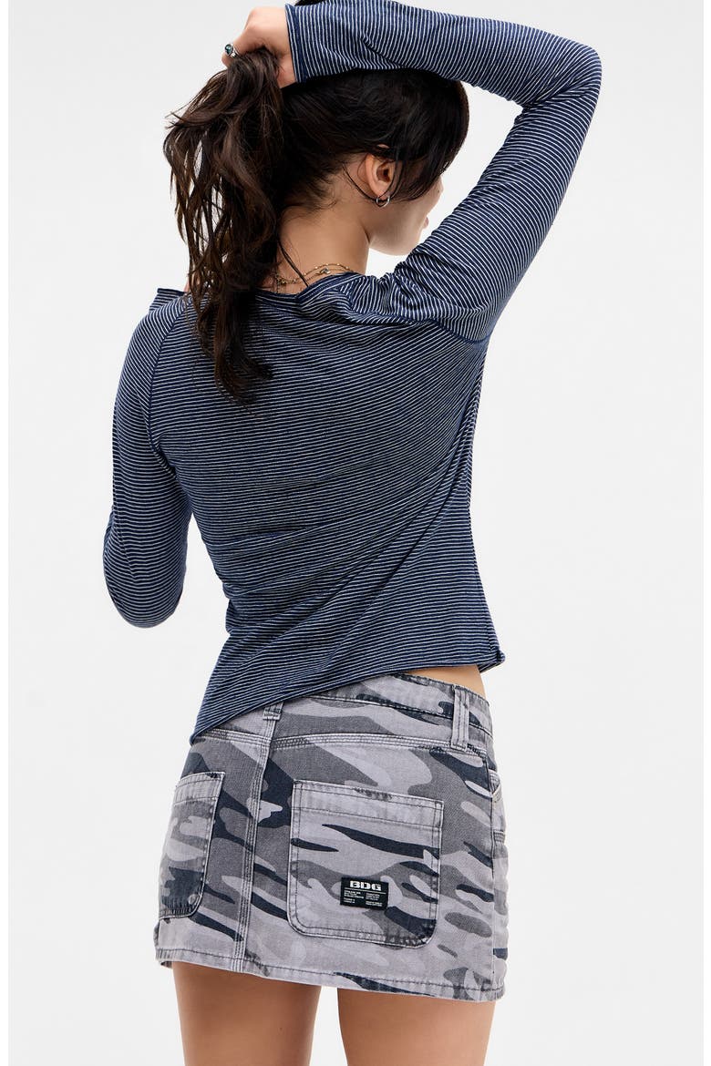 Camo Low Rise Denim Carpenter Miniskirt, Alternate, color, GREY