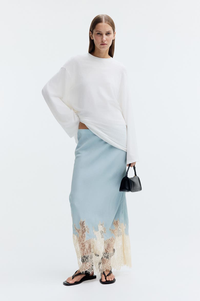 Lace-trimmed Skirt, Main, color, Light dusty blue