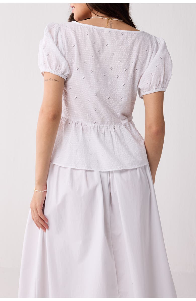 Reistor Peplum Top with Puff Sleeves, Alternate, color, Off White