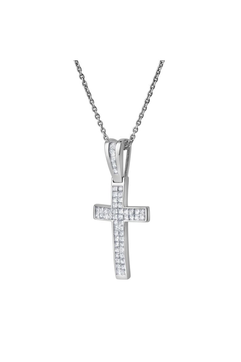 Seraphyne 1 Ct Cross 14K Gold Diamond Pendant, Alternate, color, 14K White Gold