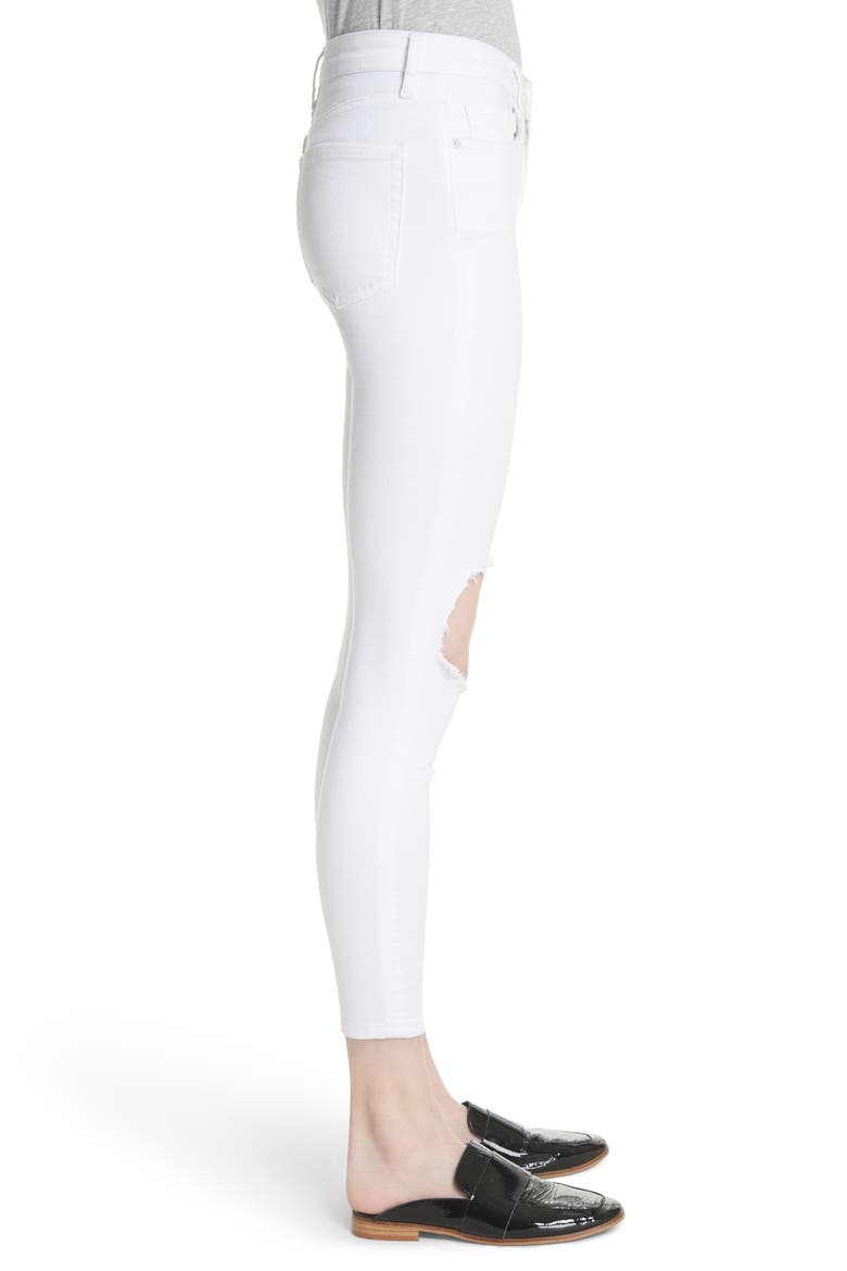 We the Free by Free People High Waist Busted Knee Skinny Jeans, Alternate, color, WHITE